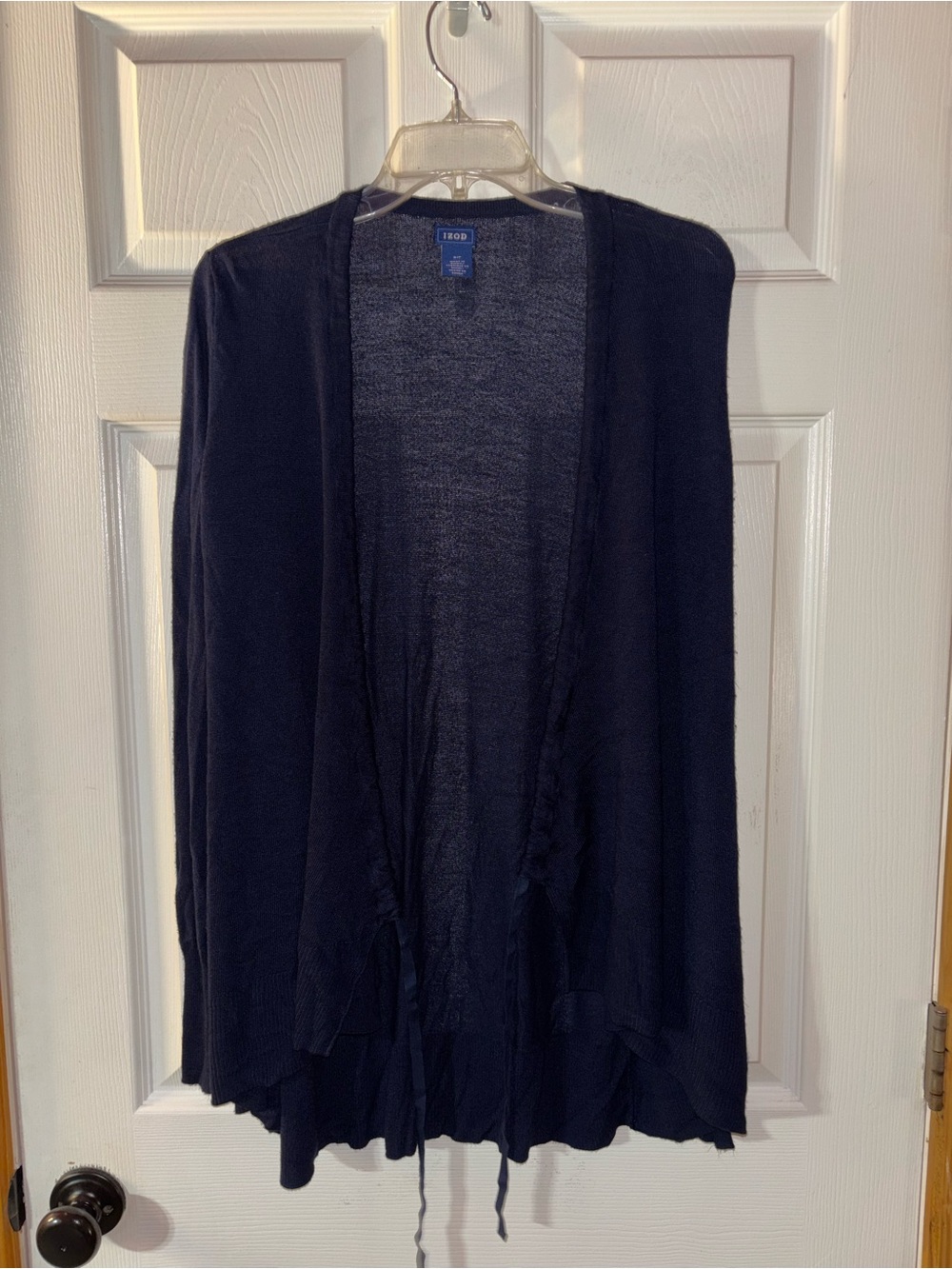 Izod Navy Open-Front Women's Cardigan with Tie Detail